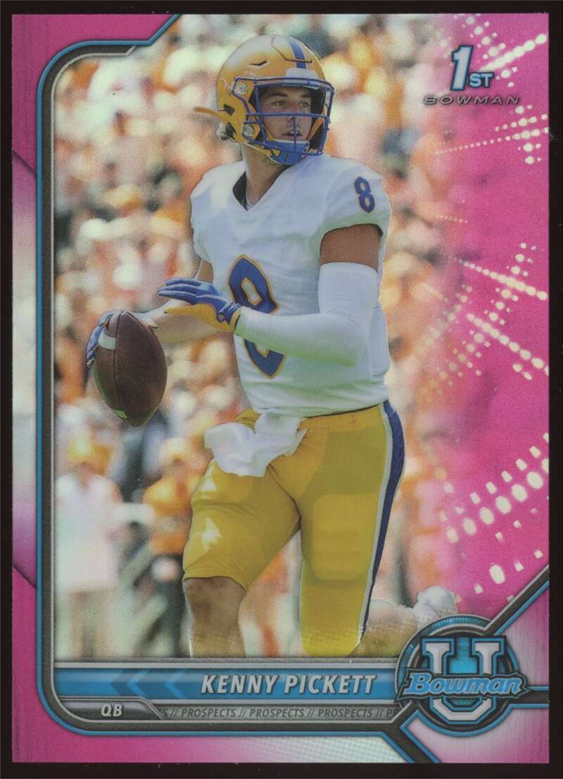 Load image into Gallery viewer, 2022 Bowman Chrome Pink Refractor Kenny Pickett #65 Pittsburgh Rookie RC Image 1
