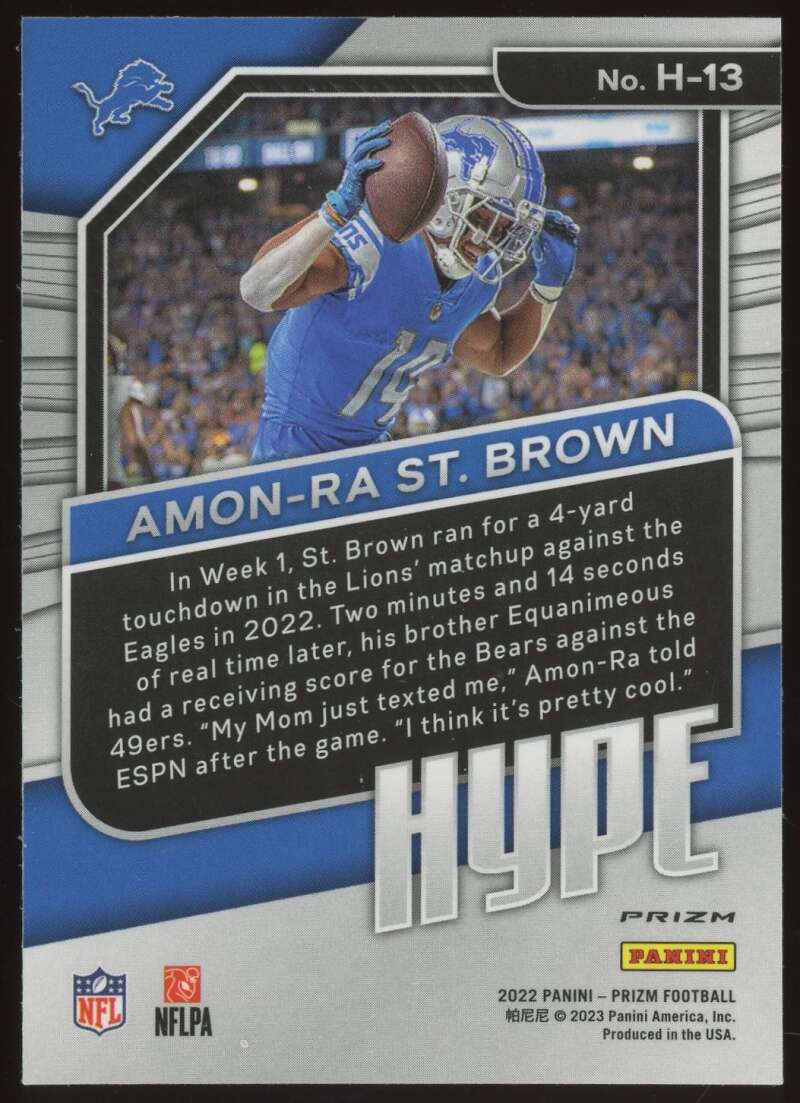 Load image into Gallery viewer, 2022 Panini Prizm Hype Silver Prizm Amon-Ra St. Brown #H-13 Detroit Lions  Image 2
