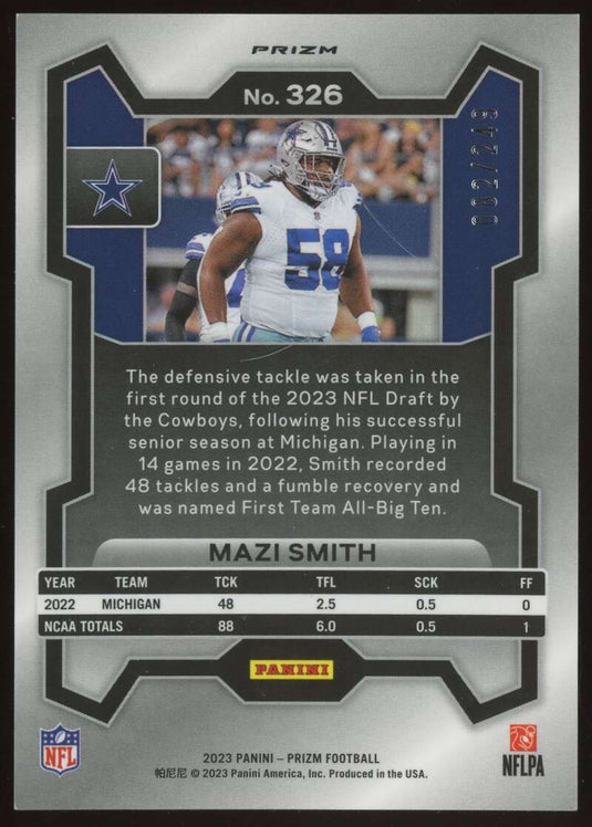 2023 Panini Prizm Orange Prizm Mazi Smith 