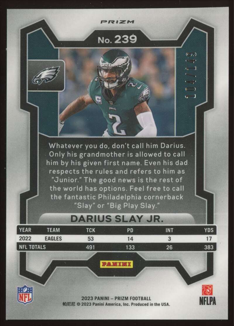 Load image into Gallery viewer, 2023 Panini Prizm Red Wave Prizm Darius Slay #239 Philadelphia Eagles /149  Image 2
