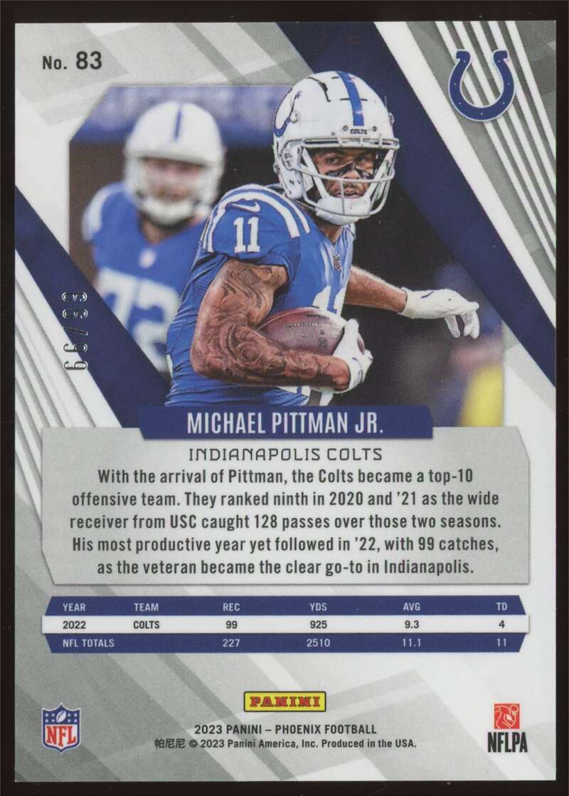 Load image into Gallery viewer, 2023 Panini Phoenix Orange Seismic Michael Pittman #83 Indianapolis Colts /99  Image 2
