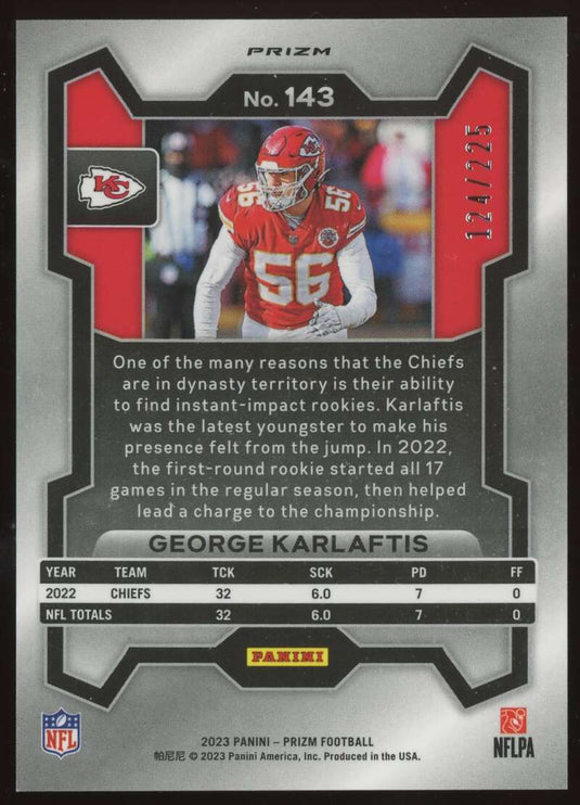 2023 Panini Prizm Purple Ice Prizm George Karlaftis