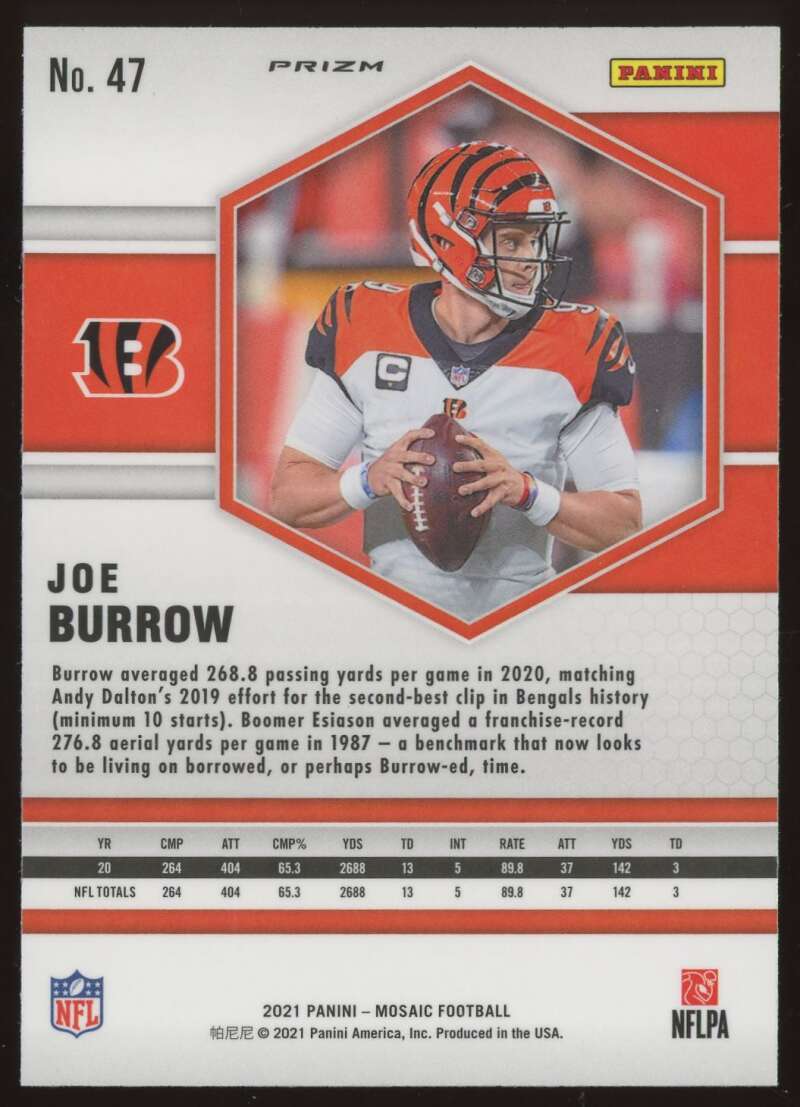 Load image into Gallery viewer, 2021 Panini Mosaic Green Mosaic Prizm Joe Burrow #47 Cincinnati Bengals  Image 2
