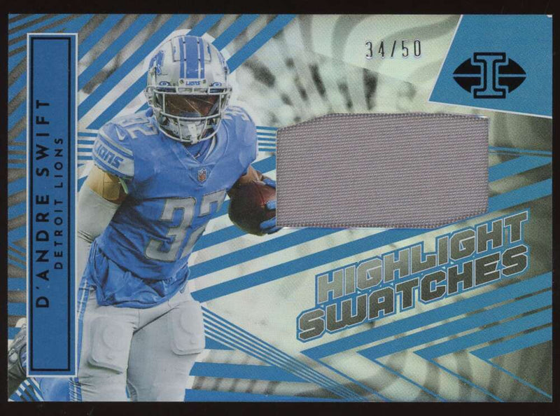 Load image into Gallery viewer, 2022 Panini Illusions Highlight Swatches Black D&#39;Andre Swift #HS-DS Detroit Lions Patch Relic /50  Image 1
