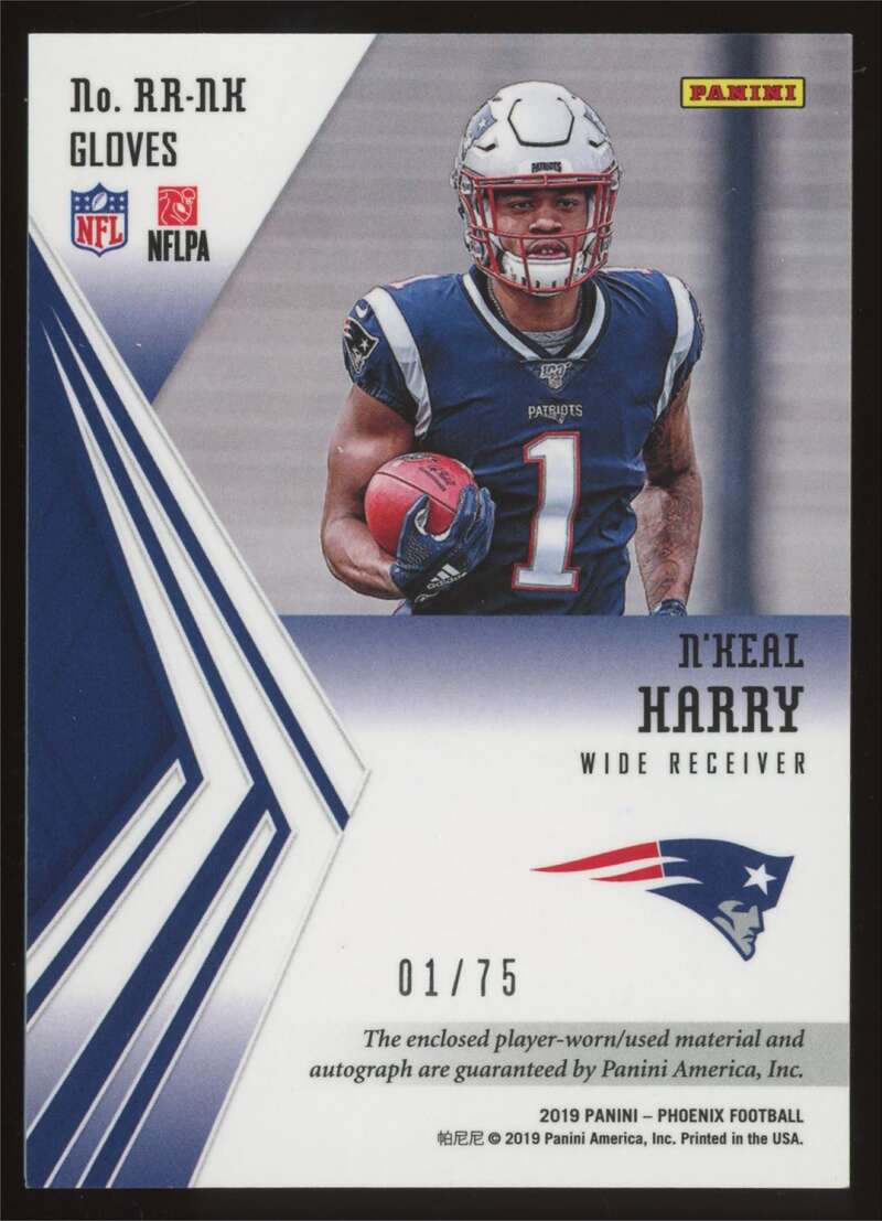 Load image into Gallery viewer, 2019 Panini Phoenix Rookie Patch Auto Gloves N&#39;Keal Harry #RR-NK New England Patriots RC RPA /75  Image 2
