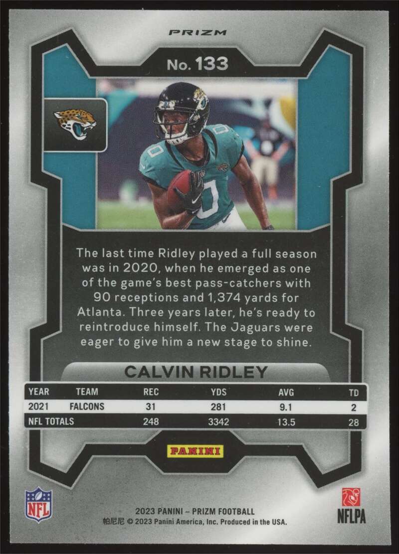 Load image into Gallery viewer, 2023 Panini Prizm Red Sparkle Prizm Calvin Ridley #133 Jacksonville Jaguars  Image 2
