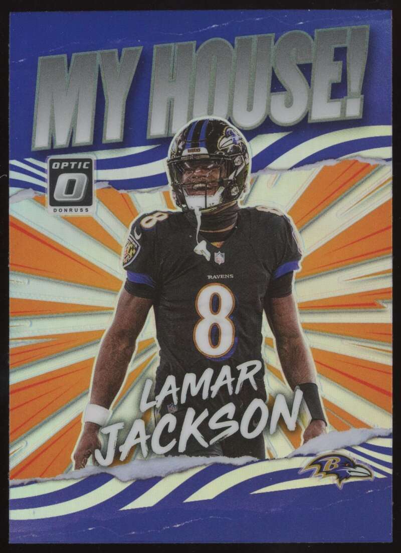 Load image into Gallery viewer, 2021 Donruss Optic My House Silver Prizm Lamar Jackson #MH-9 Baltimore Ravens  Image 1
