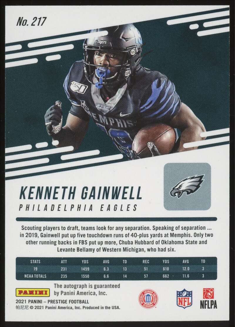 Load image into Gallery viewer, 2021 Panini Prestige Xtra Points Premium Red Kenneth Gainwell #217 Philadelphia Eagles Rookie RC /299  Image 2
