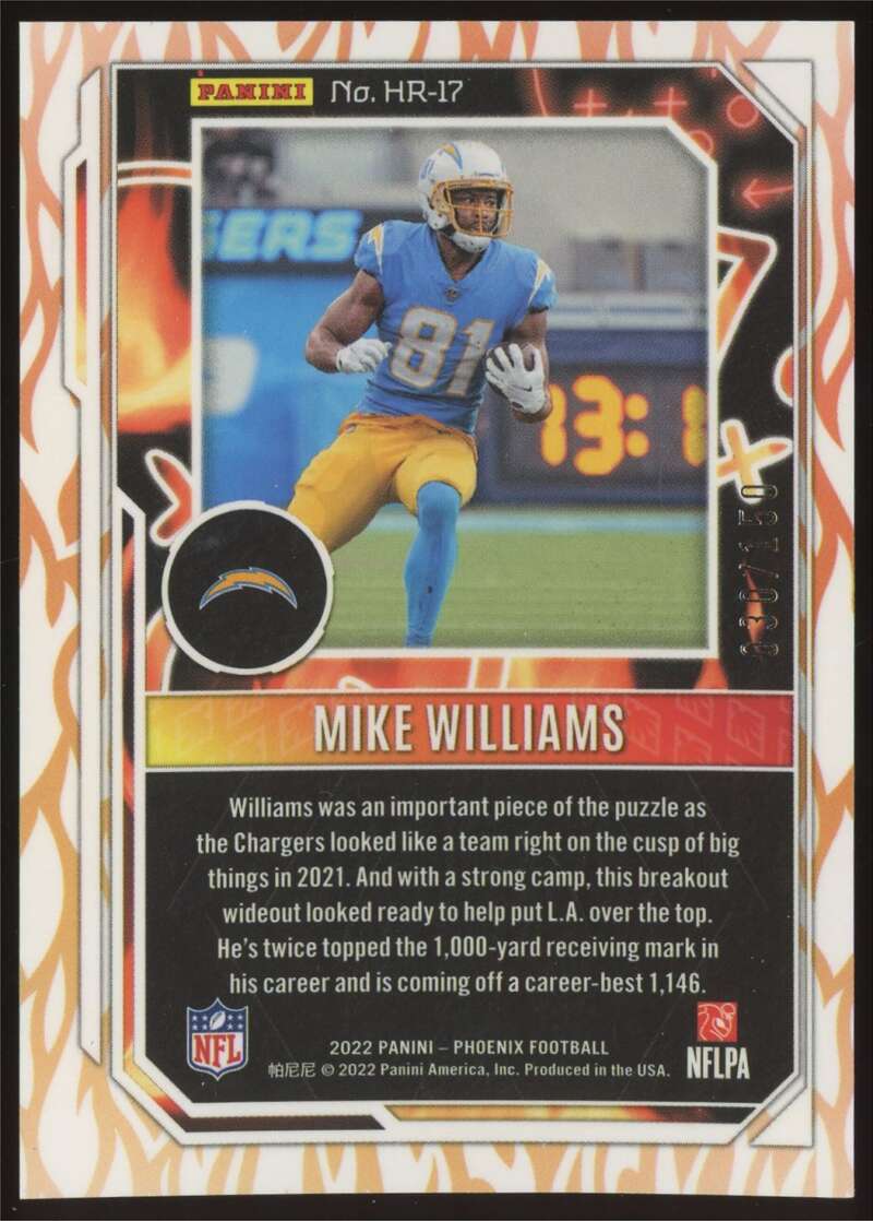 Load image into Gallery viewer, 2022 Panini Phoenix Hot Routes Teal Mike Williams #HR-17 Los Angeles Chargers /150  Image 2
