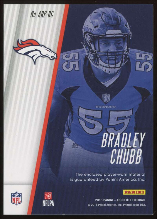 2018 Panini Absolute Rookie Prime Patch Bradley Chubb 