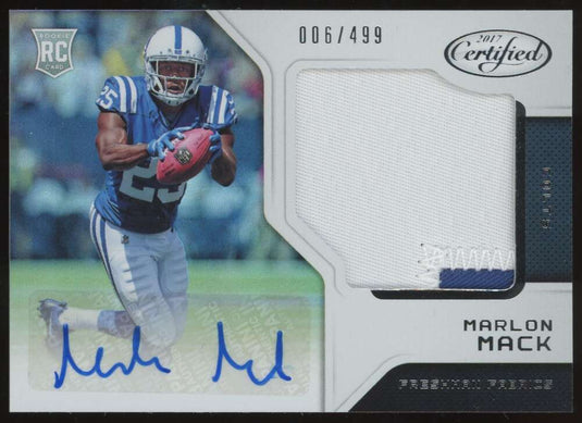 2017 Panini Certified Rookie Patch Auto Marlon Mack 