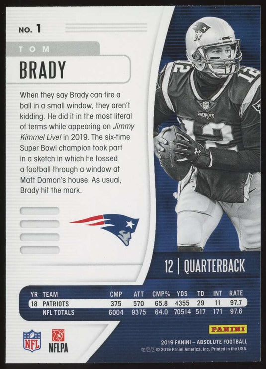 2019 Panini Absolute Blue Tom Brady 