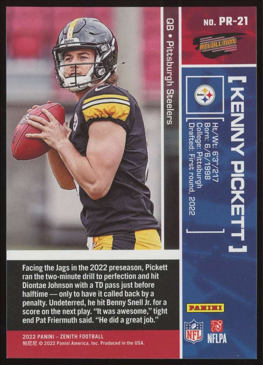 2022 Panini Zenith Pacific Revolution Kenny Pickett 