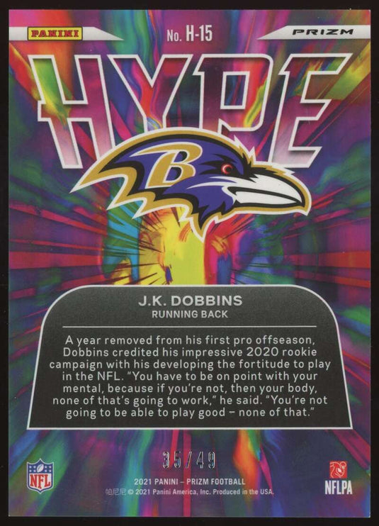 2021 Panini Prizm Hype Purple Power Prizm J.K. Dobbins 