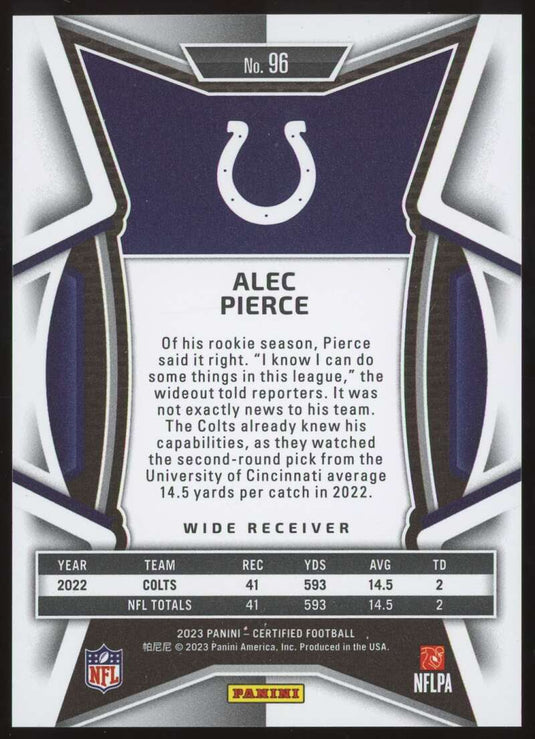 2023 Panini Certified Mirror Teal Alec Pierce 