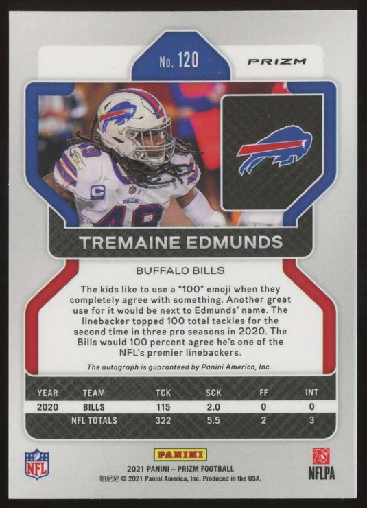 2021 Panini Prizm Silver Prizm Auto Tremaine Edmunds 