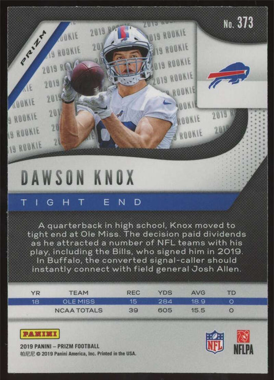 2019 Panini Prizm Silver Prizm Dawson Knox 