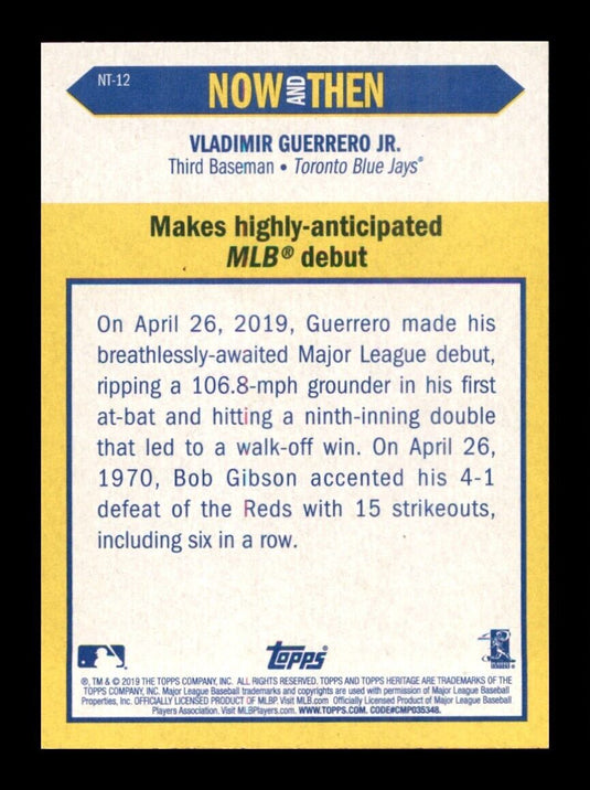 2019 Topps Heritage Now and Then Vladimir Guerrero Jr. 