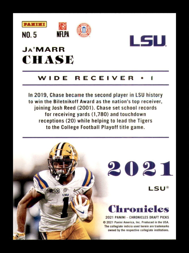 Load image into Gallery viewer, 2021 Panini Chronicles Draft Ja&#39;Marr Chase #5 Rookie RC Image 2
