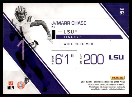 2021 Panini Chronicles Draft Prestige Ja'Marr Chase 