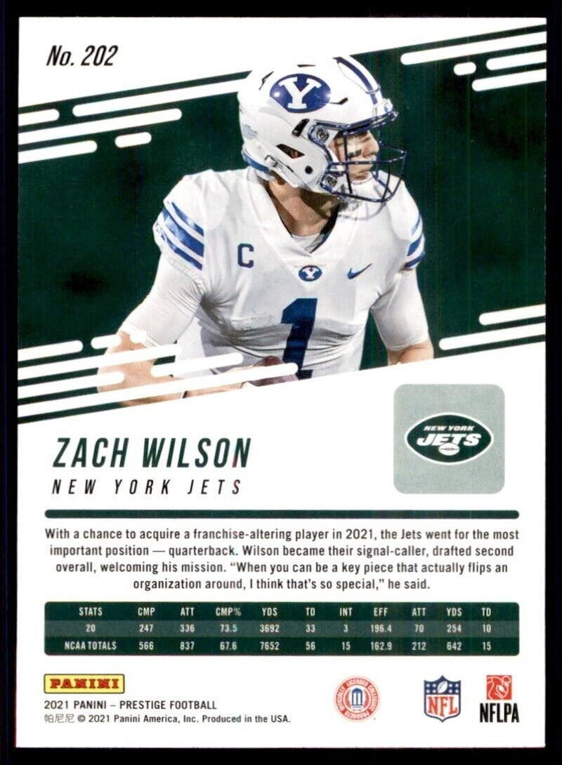 Load image into Gallery viewer, 2021 Panini Prestige Rookies #202 Zach Wilson Rookie RC Image 2
