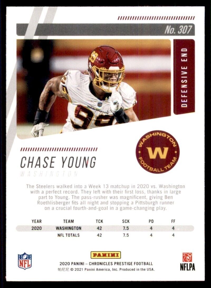 Load image into Gallery viewer, 2020 Panini Chronicles Prestige #307 Chase Young Rookie RC Image 2
