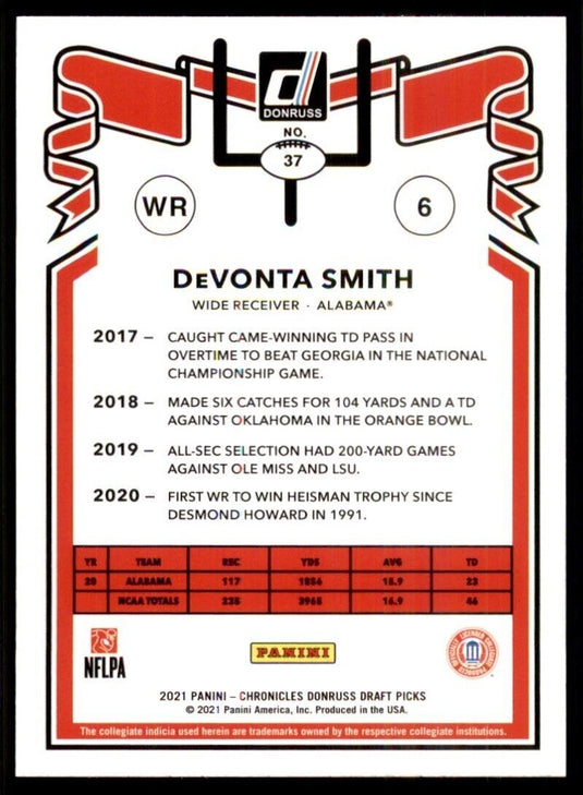 2021 Panini Chronicles Draft Donruss Devonta Smith 