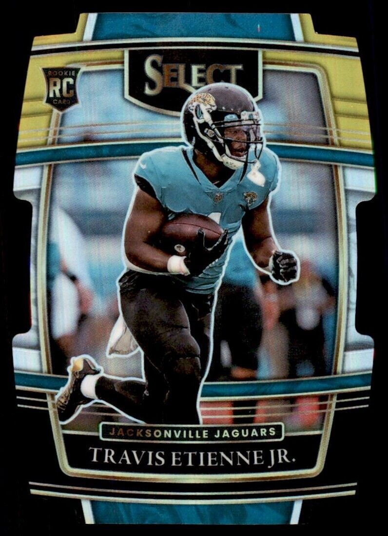 Load image into Gallery viewer, 2021 Panini Select Black Gold Prizm Die Cut #54 Travis Etienne Rookie RC Image 1
