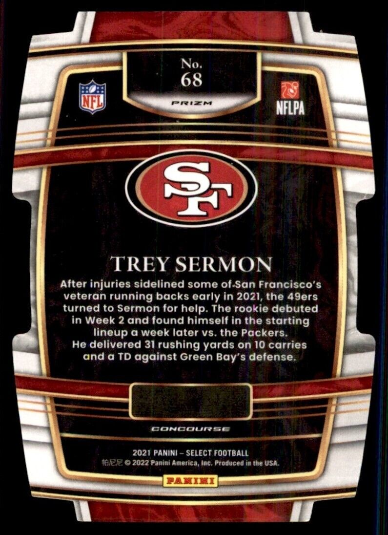 Load image into Gallery viewer, 2021 Panini Select Concourse Black Gold Prizm Die Cut #68 Trey Sermon Rookie RC Image 2
