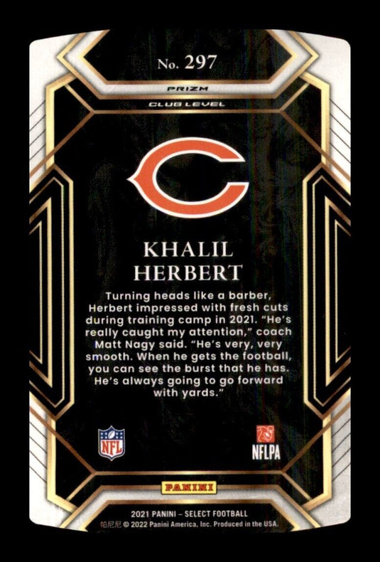 2021 Panini Select Black Gold Prizm Die Cut Khalil Herbert 