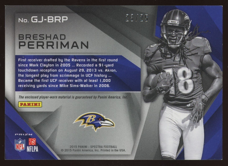 Load image into Gallery viewer, 2015 Panini Spectra Gigantic Jerseys Neon Green Breshad Perriman #GJ-BRP RC /25 Image 2
