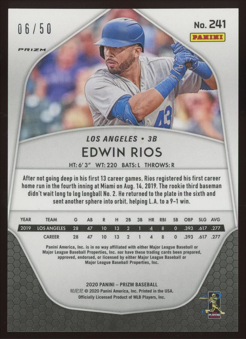 Load image into Gallery viewer, 2020 Panini Prizm Snake Skin Prizm Edwin Rios #241 Dodgers Rookie RC /50  Image 2
