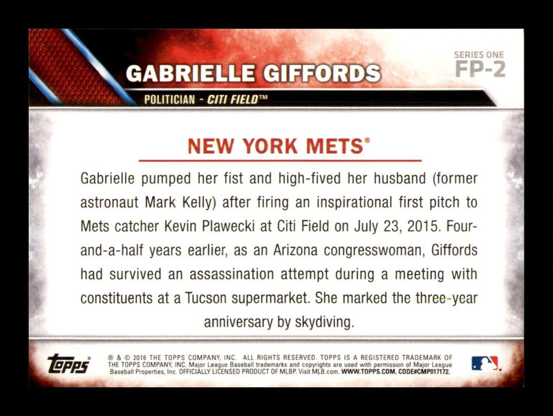 Load image into Gallery viewer, 2016 Topps First Pitch Gabrielle Giffords #FP-2 Image 2
