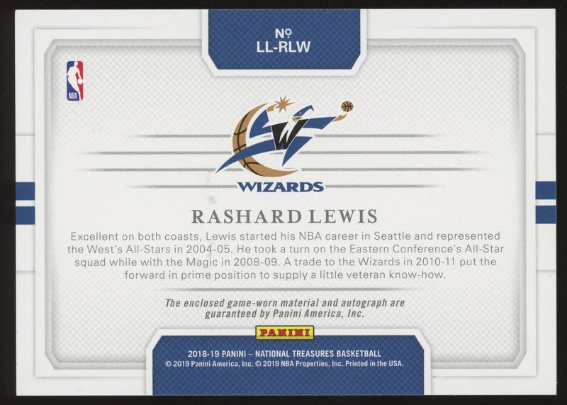 Load image into Gallery viewer, 2018-19 National Treasures Lasting Legacies Rashard Lewis #LL-RLW Patch Auto /99 Image 2
