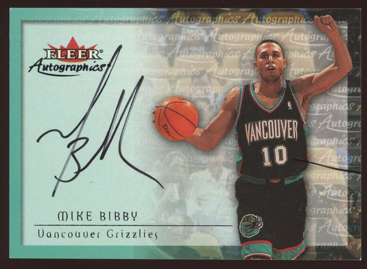 2000-01 Fleer Autographics Mike Bibby Vancouver Grizzlies Auto Autograph Image 1