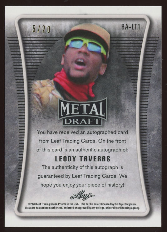 2020 Leaf Metal Pink Autograph Leody Taveras 