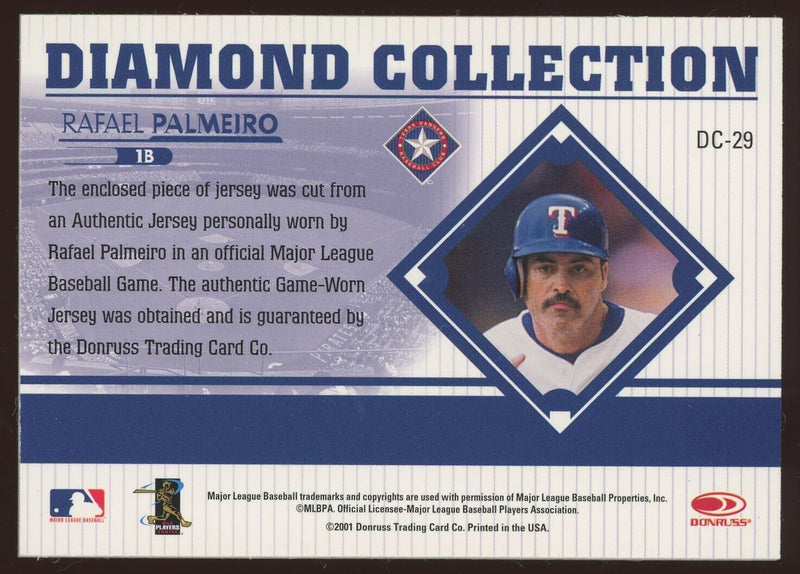 Load image into Gallery viewer, 2001 Donruss Studio Diamond Collection Rafael Palmeiro #DC-29 Rangers GU Patch Image 2
