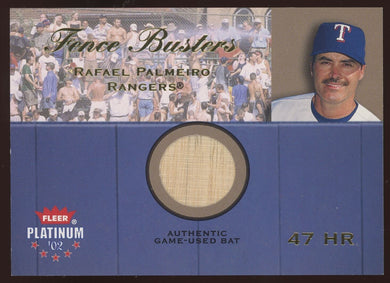 2002 Fleer Platinum Fence Busters Rafael Palmeiro Game Used Bat Relic GU Image 1