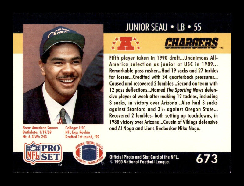 Load image into Gallery viewer, 1990 Pro Set #673 Junior Seau Rookie RC  Image 2
