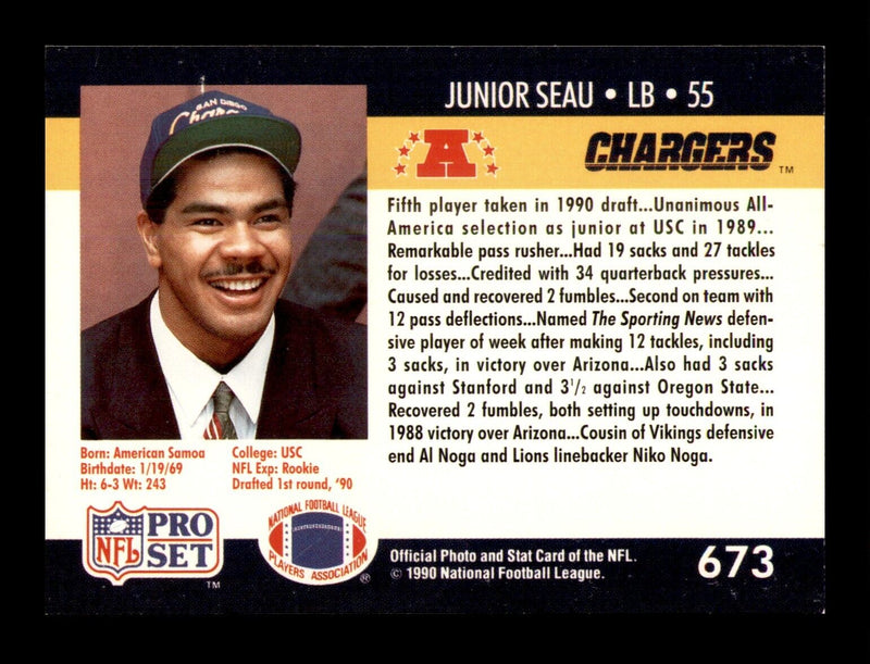 Load image into Gallery viewer, 1990 Pro Set #673 Junior Seau Rookie RC  Image 2
