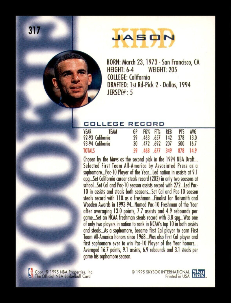 Load image into Gallery viewer, 1994-95 NBA Hoops #317 Jason Kidd Rookie RC Image 2
