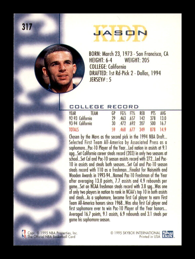 Load image into Gallery viewer, 1994-95 NBA Hoops #317 Jason Kidd Rookie RC Image 2
