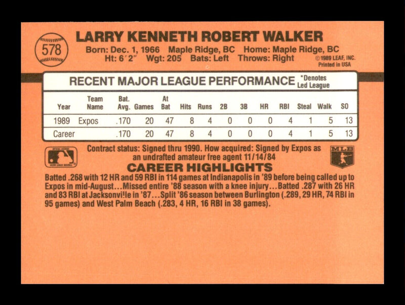 Load image into Gallery viewer, 1990 Donruss #578 Larry Walker Rookie RC Image 2
