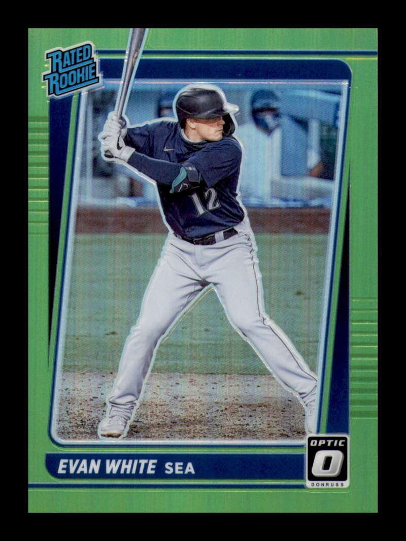 Load image into Gallery viewer, 2021 Donruss Optic Lime Green Prizm Evan White #60 Rated Rookie RC Mariners  Image 1
