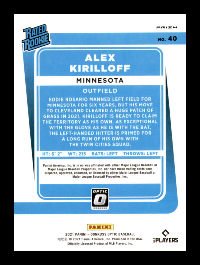 Load image into Gallery viewer, 2021 Donruss Optic Lime Green Prizm Alex Kirilloff #40 Rated Rookie RC Twins  Image 2
