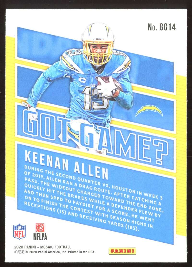 Load image into Gallery viewer, 2020 Panini Mosaic Got Game? Keenan Allen #GG14 Image 2
