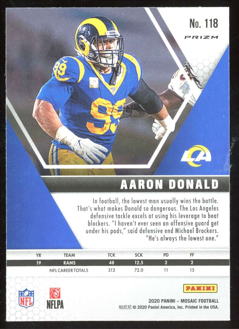 Load image into Gallery viewer, 2020 Panini Mosaic Pink Camo Prizm Aaron Donald #118 Image 2
