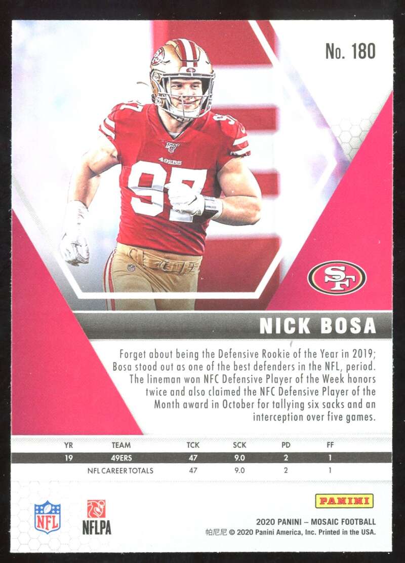 Load image into Gallery viewer, 2020 Panini Mosaic Nick Bosa #180 Image 2
