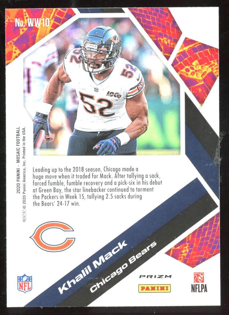 Load image into Gallery viewer, 2020 Panini Mosaic Will To Win Green Mosaic Prizm Khalil Mack #WW10 Image 2
