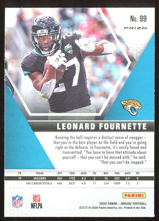 2020 Panini Mosaic Reactive Green Prizm Leonard Fournette 